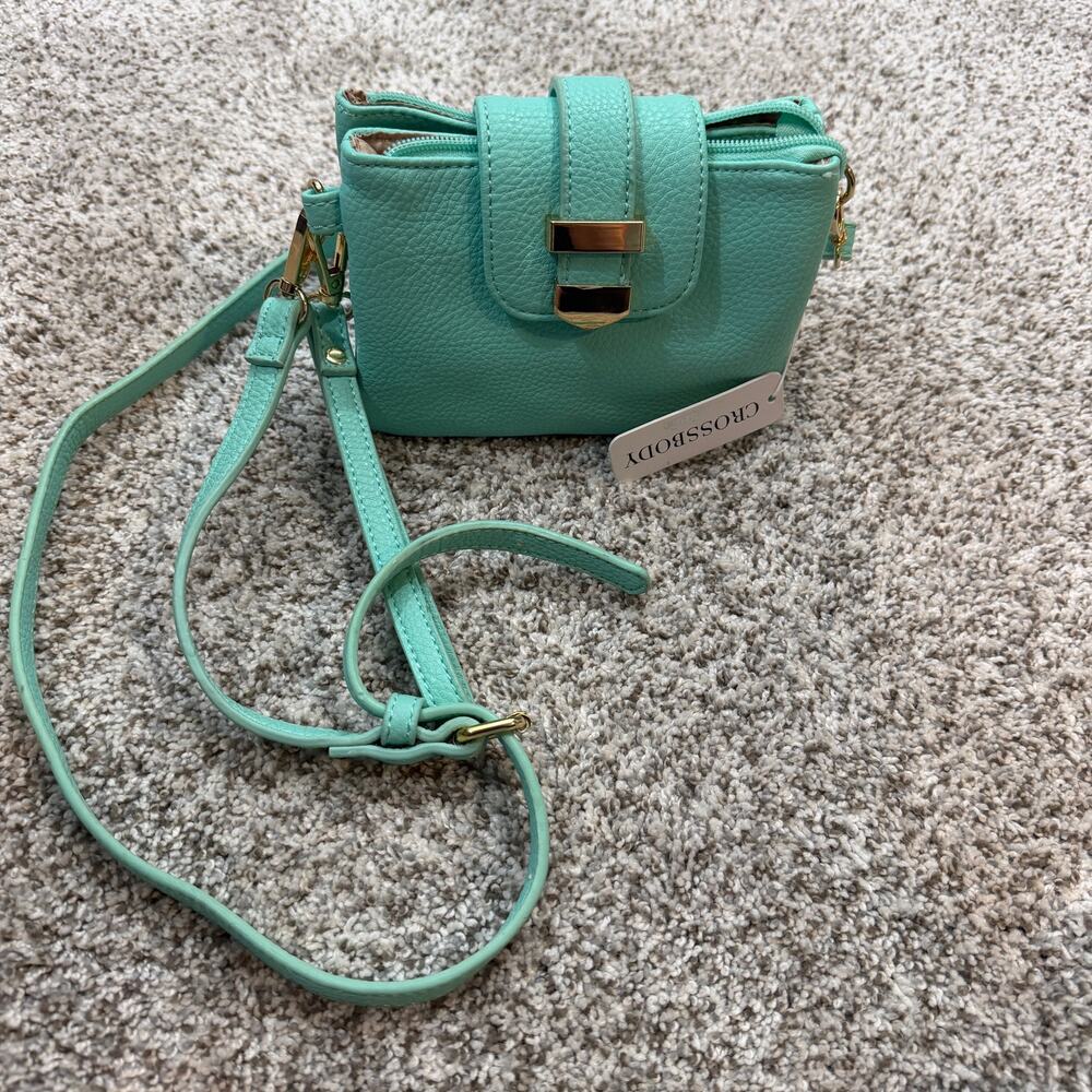 Charming Charlie Mint Green Crossbody Bag Small Gold Hardware Minimalist
